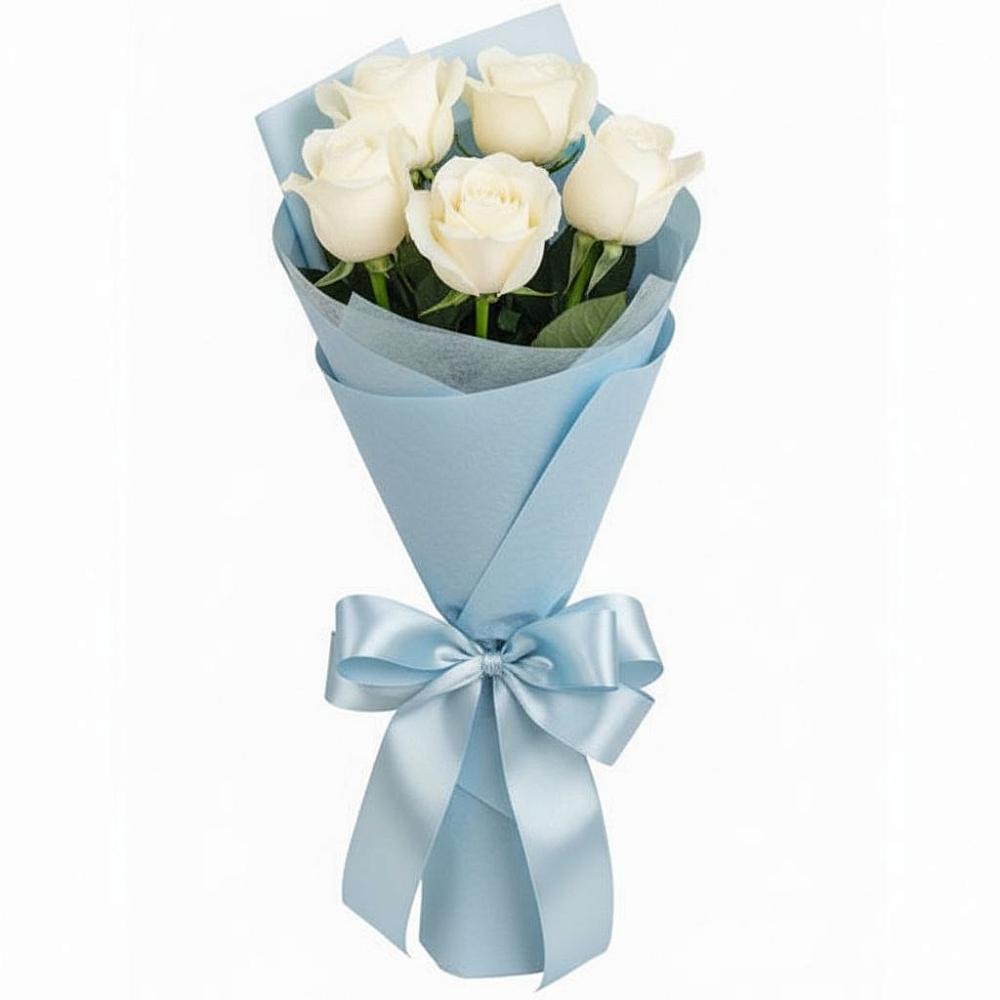 Букет 5 Белых роз Проуд в Ревде Мурманской области