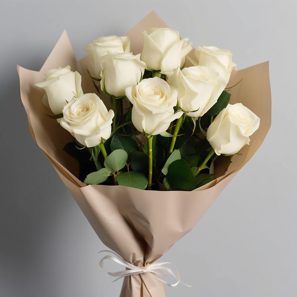 Букет 9 Белых роз Эдлесс Лав в Ревде Мурманской области