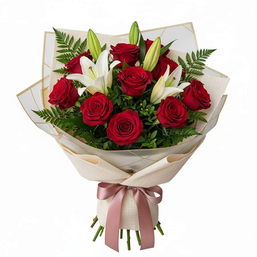 Букет цветов из: Лилии и Розы в Ревде Мурманской области