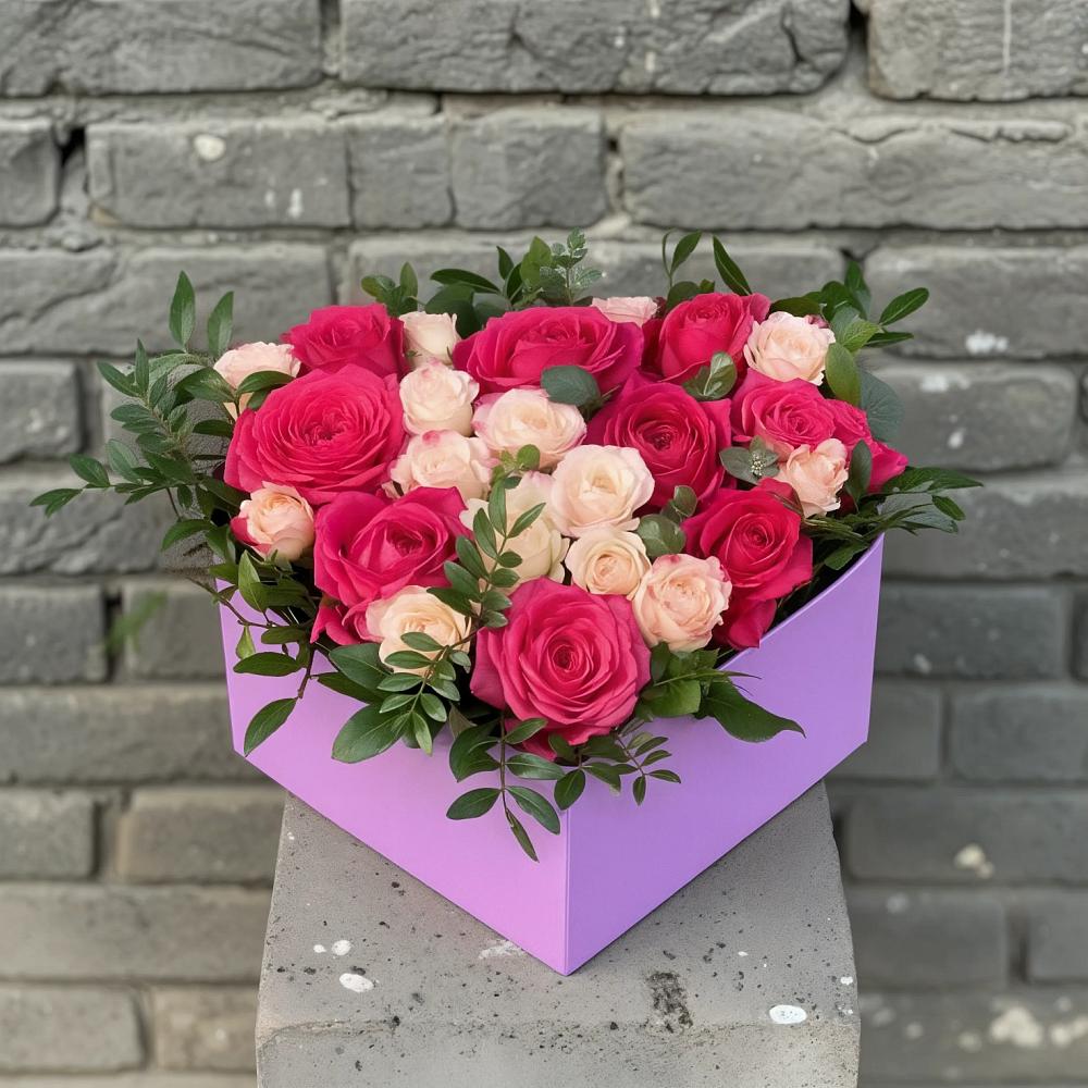 Цветочная композиция из Розы в коробке в Ревде Мурманской области