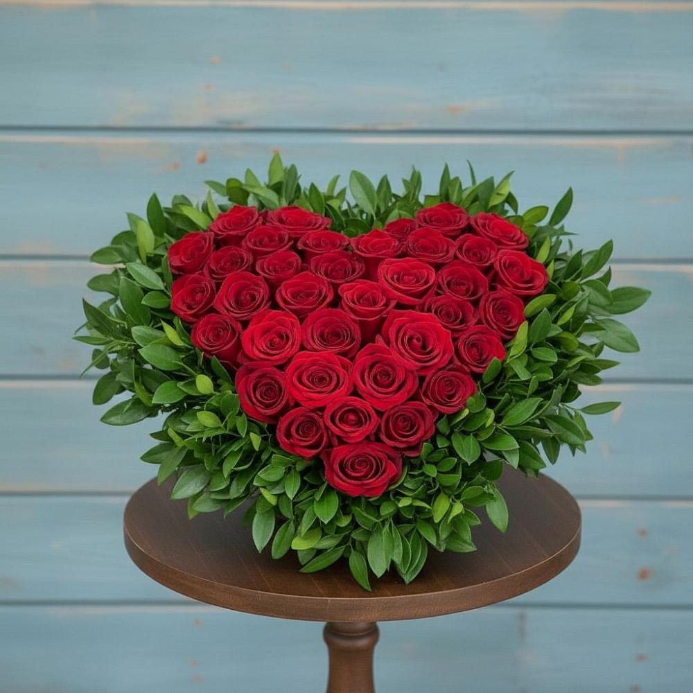 Цветочная композиция из Розы в виде сердца в Ревде Мурманской области