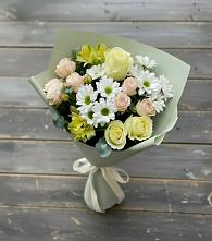 Букет цветов из:  Альстромерии, Розы и Хризантемы в Ревде Мурманской области