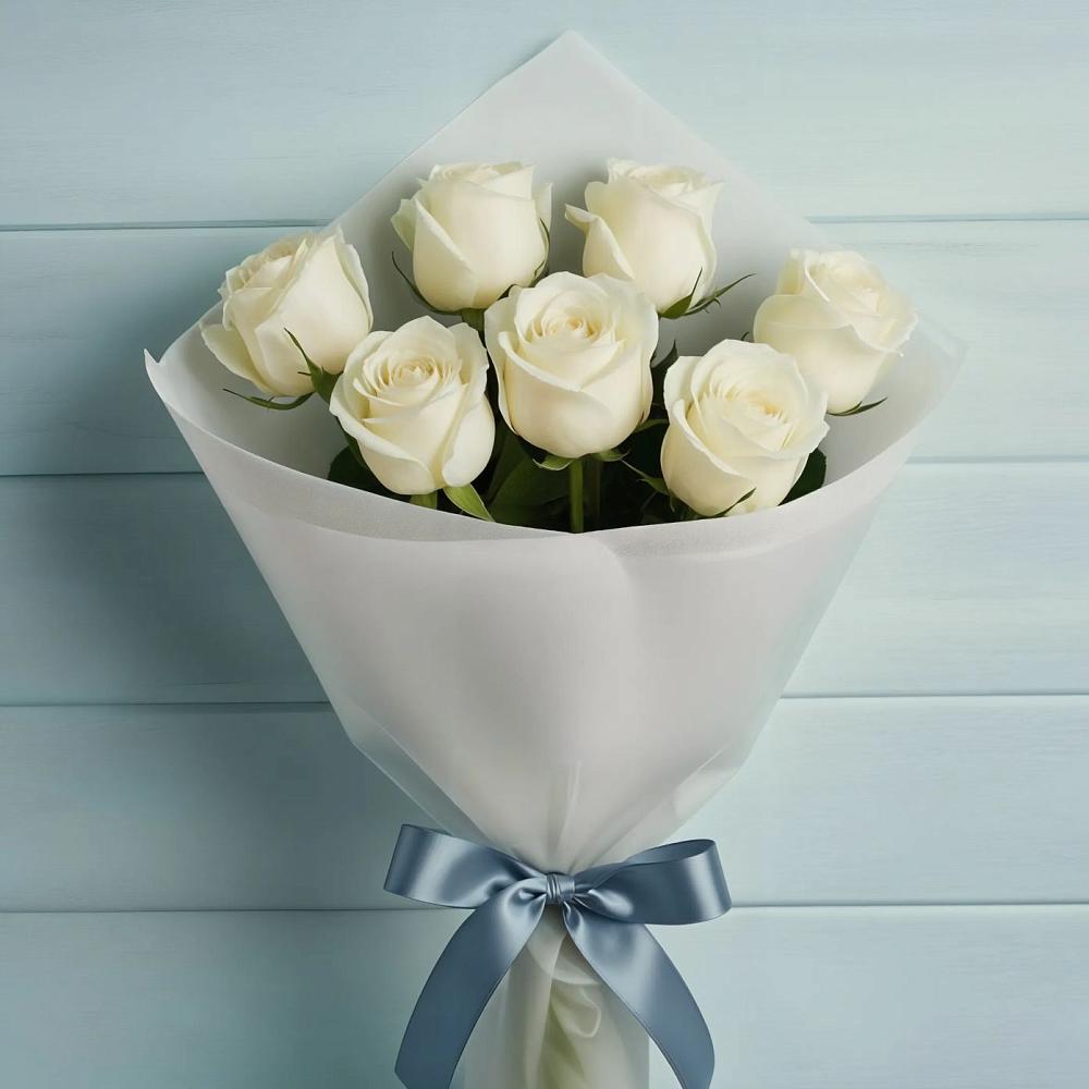 Букет 7 Белых роз Эдлесс Лав в Ревде Мурманской области